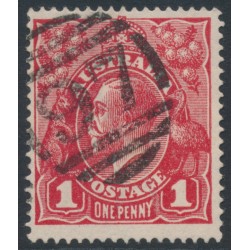 AUSTRALIA - 1914 1d red KGV (G13), 'thin ONE PENNY' [VIII/14], used – ACSC # 71D(4)l