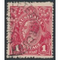 AUSTRALIA - 1918 1d red KGV (G31), 'Roo's tongue' [VIII/56], used – ACSC # 71Y(4)u