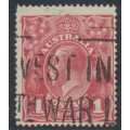 AUSTRALIA - 1918 1d red KGV (G32), die II substituted cliché [IV/34], used – SG # 71W(2)ja