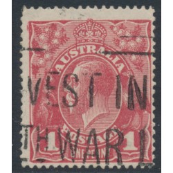 AUSTRALIA - 1918 1d red KGV (G32), die II substituted cliché [IV/34], used – SG # 71W(2)ja