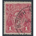 AUSTRALIA - 1918 1d red KGV (G30), die II substituted cliché [IV/34], used – SG # 71V(2)ja