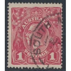 AUSTRALIA - 1918 1d red KGV (G30), die II substituted cliché [IV/34], used – SG # 71V(2)ja