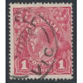 AUSTRALIA - 1918 1d red KGV (G30), die II substituted cliché [IV/34], used – SG # 71V(2)ja