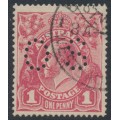 AUSTRALIA - 1918 1d deep carmine-rose KGV (G30), dry ink, used – ACSC # 71Vca+bb