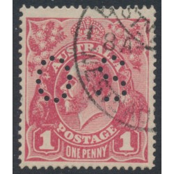 AUSTRALIA - 1918 1d deep carmine-rose KGV (G30), dry ink, used – ACSC # 71Vca+bb
