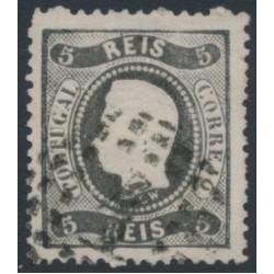 PORTUGAL - 1867 5R black King Luis I, perf. 12½, used – Michel # 25