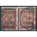 PORTUGAL - 1929 1$60 on 5c brown Telegraph, thick & thin papers, used – Michel # 515y+515z