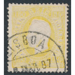 PORTUGAL - 1880 150R lemon-yellow King Luis I, perf. 12½, ribbed paper, used – Michel # 49By