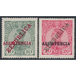 PORTUGAL - 1911 10R & 20R King Manuel II o/p ASSISTENCA set of 2, MH – Michel # Z1-Z2