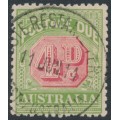 AUSTRALIA - 1909 4d rose-red/green Postage Due, perf. 12:12½, crown A watermark, used – SG # D67