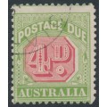 AUSTRALIA - 1909 4d rose-red/green Postage Due, perf. 12:12½, crown A watermark, CTO – SG # D67