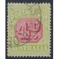 AUSTRALIA - 1922 4d red/green Postage Due, crown A wmk, perf. 14, used – SG # D96