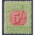 AUSTRALIA - 1909 5/- rose-red/green Postage Due, perf. 12:12½, crown A watermark, MH – SG # D71