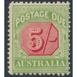 AUSTRALIA - 1909 5/- rose-red/green Postage Due, perf. 12:12½, crown A watermark, MH – SG # D71