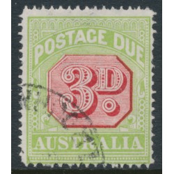 AUSTRALIA - 1916 3d carmine/pale green Postage Due, perf. 14, crown A watermark, used – SG # D82