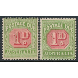 AUSTRALIA - 1909 1d red/green Postage Due, die I & die II, crown A watermark, MH – SG # D64+D64b