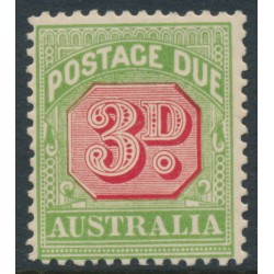 AUSTRALIA - 1909 3d rose-red/green Postage Due, perf. 12:12½, crown A watermark, MH – SG # D66