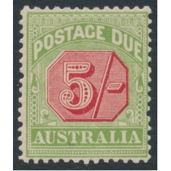 AUSTRALIA - 1909 5/- rose-red/green Postage Due, perf. 12:12½, crown A watermark, MH – SG # D71