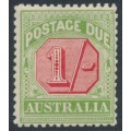 AUSTRALIA - 1909 1/- rose-red/green Postage Due, perf. 12:12½, crown A watermark, MH – SG # D69