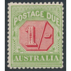 AUSTRALIA - 1909 1/- rose-red/green Postage Due, perf. 12:12½, crown A watermark, MH – SG # D69
