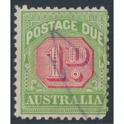 AUSTRALIA - 1914 1d rose-red/green Postage Due, inverted watermark, used – SG # D78w AUSTRALIA - 1914 1d rose-red/green Postage Due, inverted watermark, used – SG # D78w