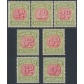 AUSTRALIA - 1938 ½d to 1/- Postage Dues set of 7, original dies, MH – SG # D112-D118