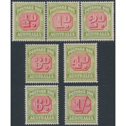 AUSTRALIA - 1938 ½d to 1/- Postage Dues set of 7, original dies, MH – SG # D112-D118