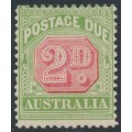 AUSTRALIA - 1909 2d rose-red/green Postage Due, perf. 12:12½, crown A watermark, MH – SG # D65