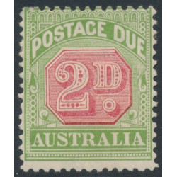 AUSTRALIA - 1909 2d rose-red/green Postage Due, perf. 12:12½, crown A watermark, MH – SG # D65