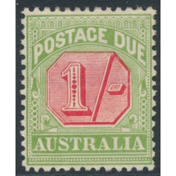 AUSTRALIA - 1909 1/- rose-red/green Postage Due, perf. 12:12½, crown A watermark, MH – SG # D69
