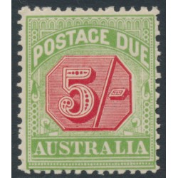 AUSTRALIA - 1909 5/- rose-red/green Postage Due, perf. 12:12½, crown A watermark, MH – SG # D71