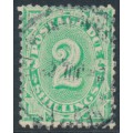 AUSTRALIA - 1903 2/- emerald Postage Due, perf. 12:11, upright watermark, used – SG # D32 AUSTRALIA - 1903 2/- emerald Postage Due, perf. 12:11, upright watermark, used – SG # D32