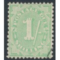 AUSTRALIA - 1908 1/- dull green Postage Due, perf. 11½:11, crown A watermark, used – SG # D58 AUSTRALIA - 1908 1/- dull green Postage Due, perf. 11½:11, crown A watermark, used – SG # D58