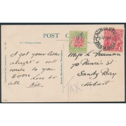 AUSTRALIA - 1922 1d red KGV (G33) on a taxed postcard to Tasmania – ACSC # 71Z + D77A