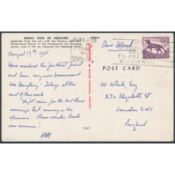 AUSTRALIA - 1965 1/2 purple Thylacine (Helecon paper) on postcard to UK – ACSC # 365C AUSTRALIA - 1965 1/2 purple Thylacine (Helecon paper) on postcard to UK – ACSC # 365C