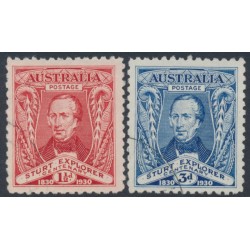 AUSTRALIA - 1930 1½d red & 3d blue Sturt set of 2, CTO – SG # 117-118
