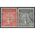 AUSTRALIA - 1935 2d red & 1/- black ANZAC Anniversary set of 2, used – SG # 154-155