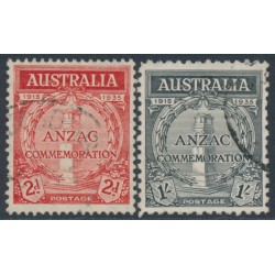 AUSTRALIA - 1935 2d red & 1/- black ANZAC Anniversary set of 2, used – SG # 154-155