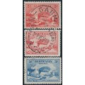 AUSTRALIA - 1932 2d red & 3d blue Sydney Harbour Bridge set of 3, used – SG # 141+142+144 