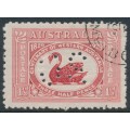 AUSTRALIA - 1929 1½d carmine-red Swan, perforated OS, CTO – SG # O120 