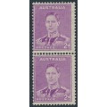 AUSTRALIA - 1942 2d purple KGVI, coil pair, MNH – SG # 185a