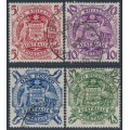 AUSTRALIA - 1949-1950 5/- to £2 Coat of Arms set of 4, used – SG # 224a-224d