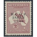 AUSTRALIA - 1947 2/- maroon Kangaroo, overprinted BCOF, MH – SG # J6 AUSTRALIA - 1947 2/- maroon Kangaroo, overprinted BCOF, MH – SG # J6