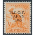 AUSTRALIA - 1946 ½d orange Kangaroo, overprinted BCOF, MNH – SG # J1 AUSTRALIA - 1946 ½d orange Kangaroo, overprinted BCOF, MNH – SG # J1