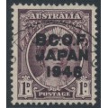 AUSTRALIA - 1946 1d purple-brown Queen, overprinted BCOF, used – SG # J2 AUSTRALIA - 1946 1d purple-brown Queen, overprinted BCOF, used – SG # J2