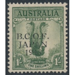 AUSTRALIA - 1947 1/- dull green Lyrebird, overprinted BCOF, MH – SG # J5