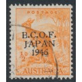 AUSTRALIA - 1946 ½d orange Kangaroo, overprinted BCOF, used – SG # J1 AUSTRALIA - 1946 ½d orange Kangaroo, overprinted BCOF, used – SG # J1