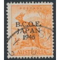 AUSTRALIA - 1946 ½d orange Kangaroo, overprinted BCOF, used – SG # J1 AUSTRALIA - 1946 ½d orange Kangaroo, overprinted BCOF, used – SG # J1