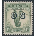 AUSTRALIA - 1932 1/- yellow-green Lyrebird overprinted OS, CTO – SG # O136