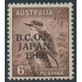 AUSTRALIA - 1946 6d dull brown Kookaburra, overprinted BCOF, MNH – SG # J4 AUSTRALIA - 1946 6d dull brown Kookaburra, overprinted BCOF, MNH – SG # J4